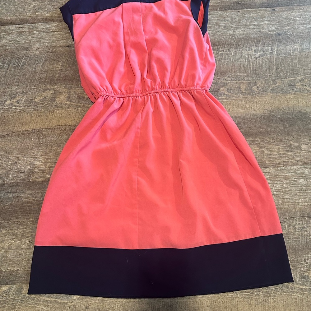 Coral and Black Sleeveless Dress